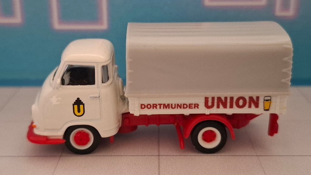 Schuco 1:87 Hanomag Kurier bakwagen Dortmunder Union Bier, Ophalen of Verzenden, Gebruikt, Bus of Vrachtwagen, Schuco
