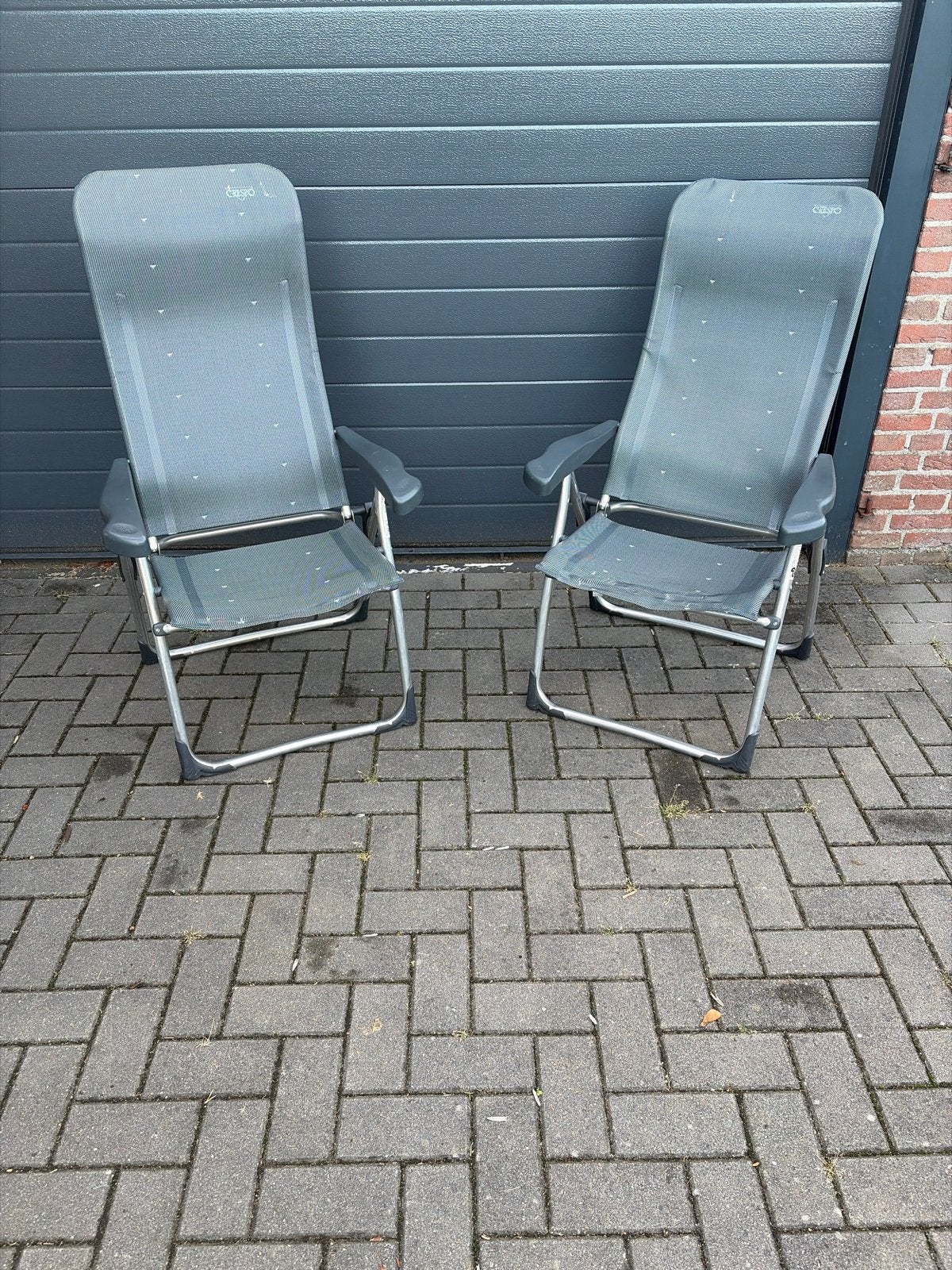 2x Crespo Campingstoel Verstelbaar met voetenbank, Ophalen, Gebruikt, Campingstoel