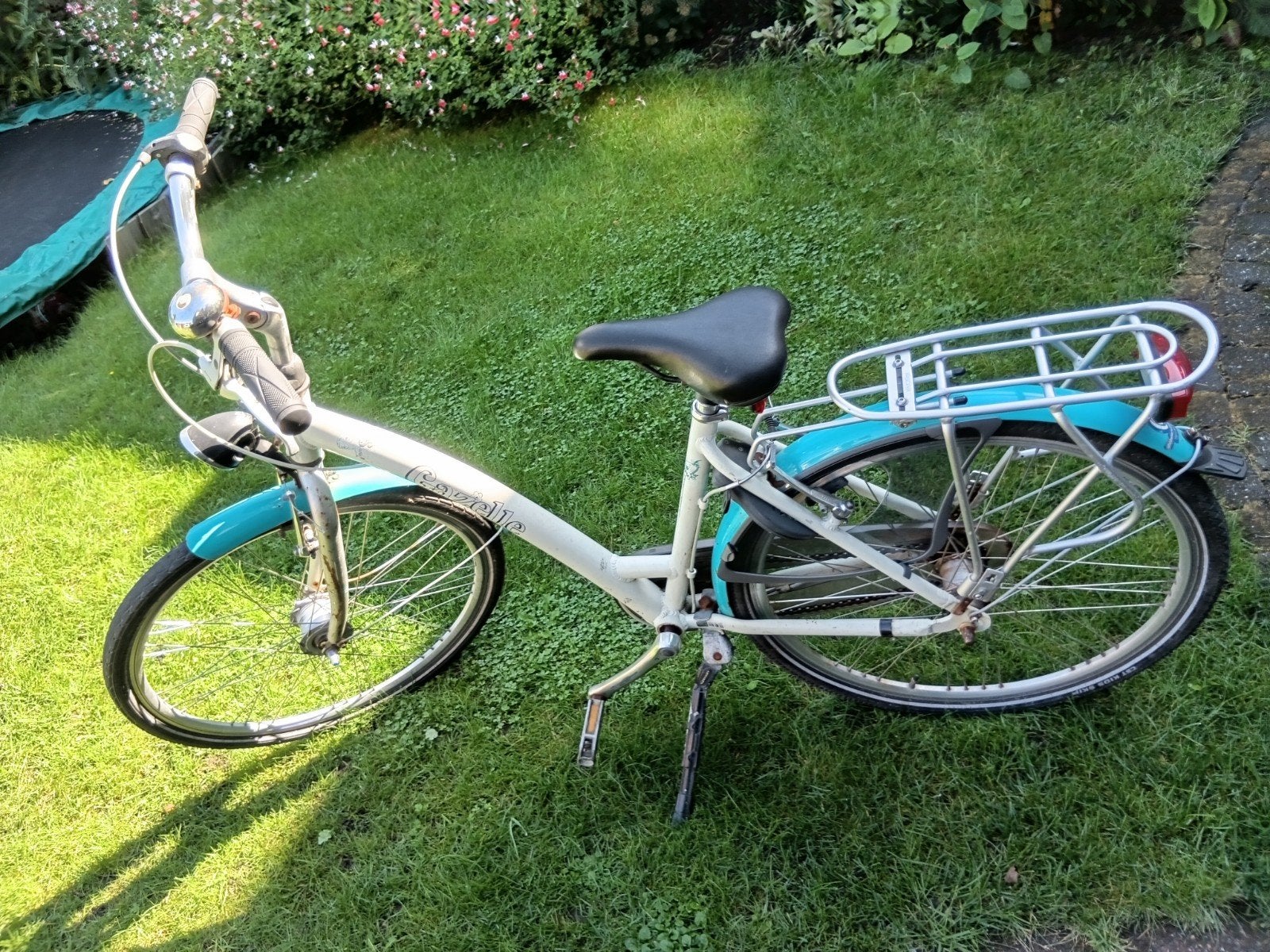 Gazelle damesfiets, wit/blauw, gebruikt, 26 inch, Ophalen, Velgrem, 50 tot 53 cm, Gazelle