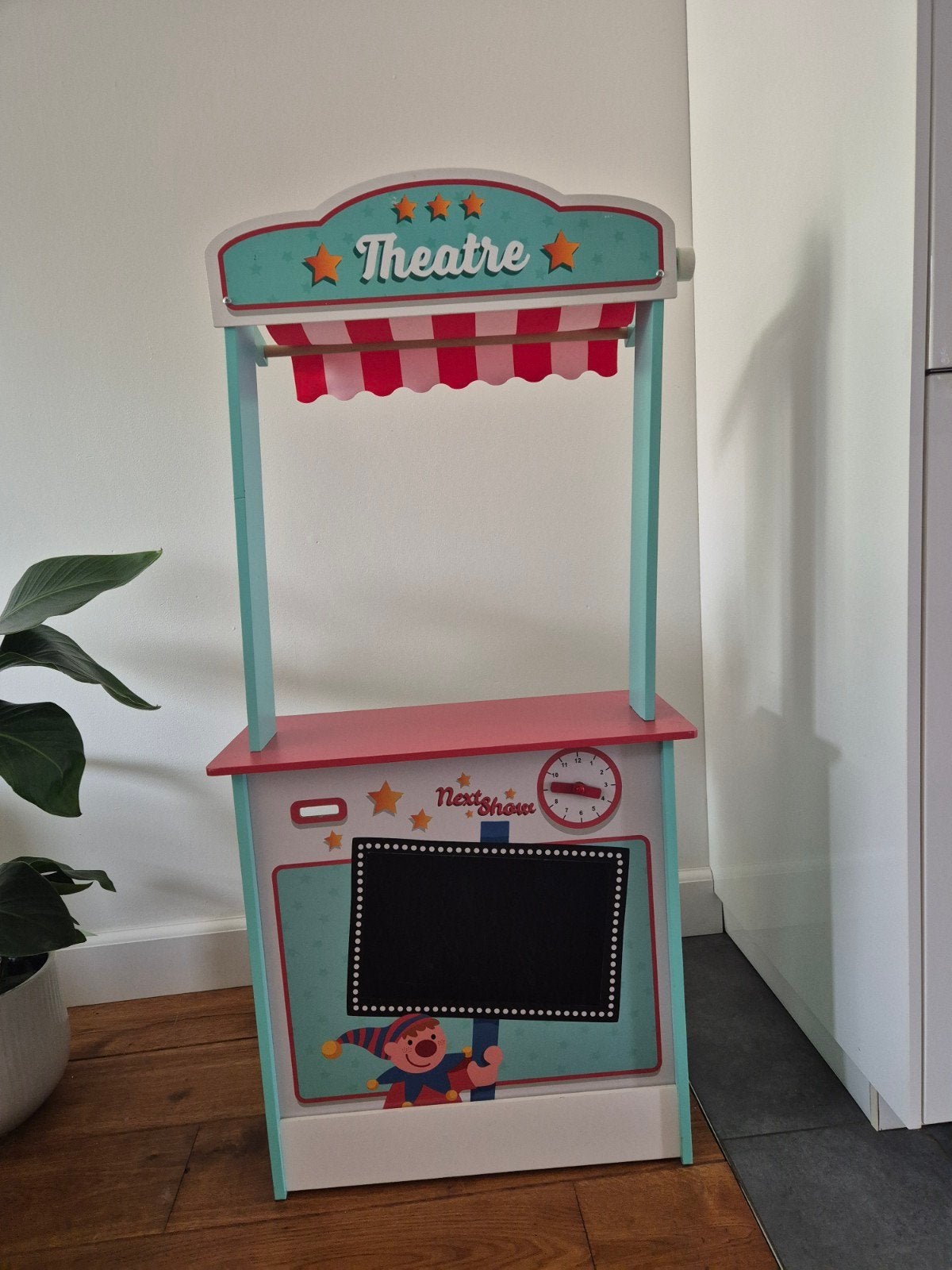 2-in-1 Houten Speelgoed: Theater & Markt Kraam, Ophalen, Zo goed als nieuw, Jongen of Meisje