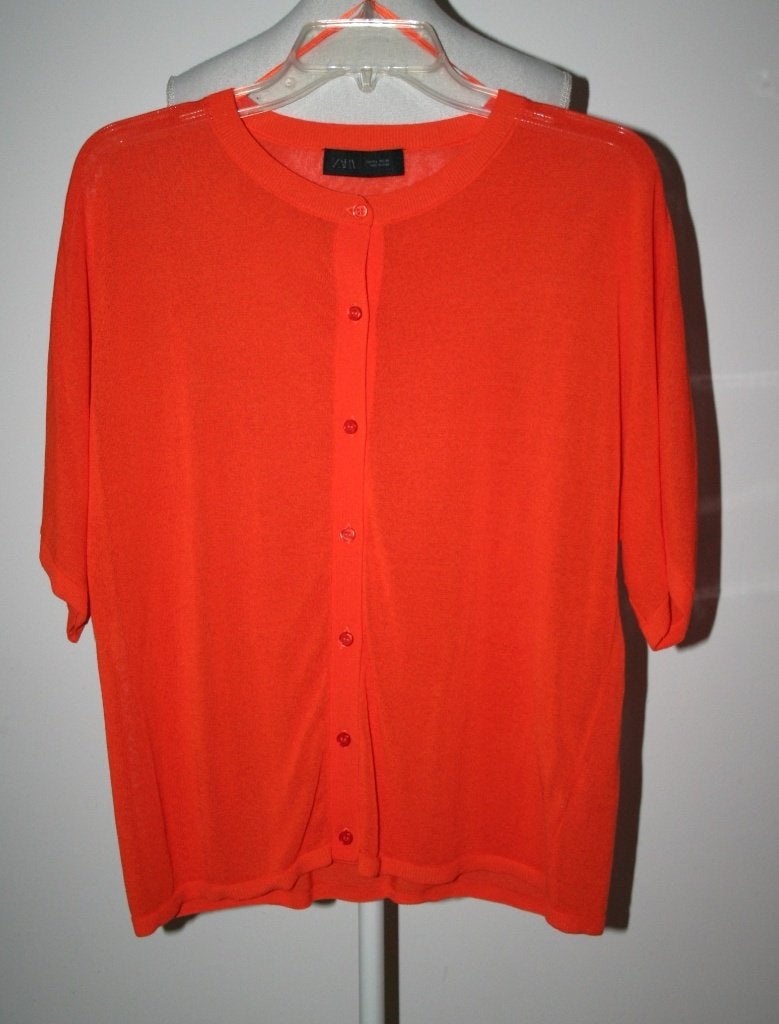 Zara coral oranje katoen vest mt 42 L, Verzenden, Zara, Maat 42/44 (L), Nieuw
