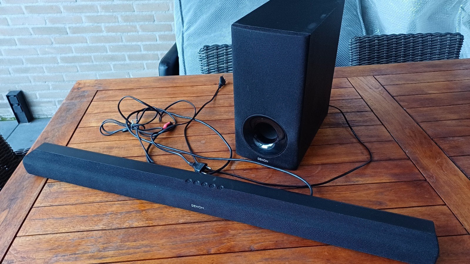DENON SOUNDBAR MET SUBWOOFER., Ophalen, Met externe subwoofer, Gebruikt