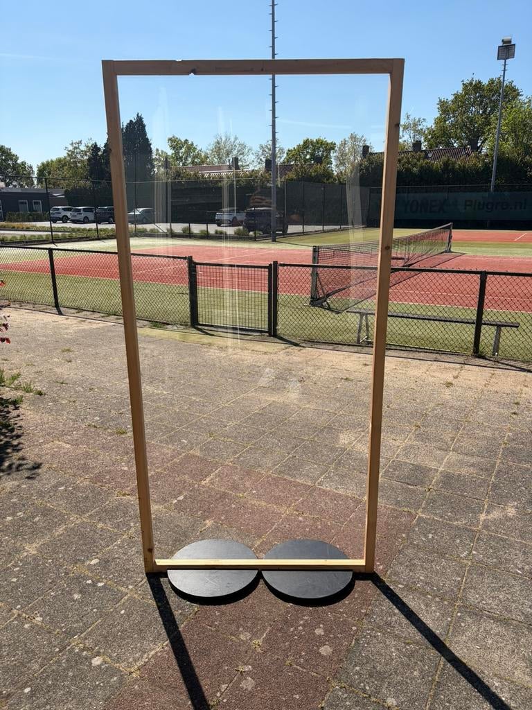 Afzetscherm plexiglas met houten omlijsting, Ophalen, Zo goed als nieuw