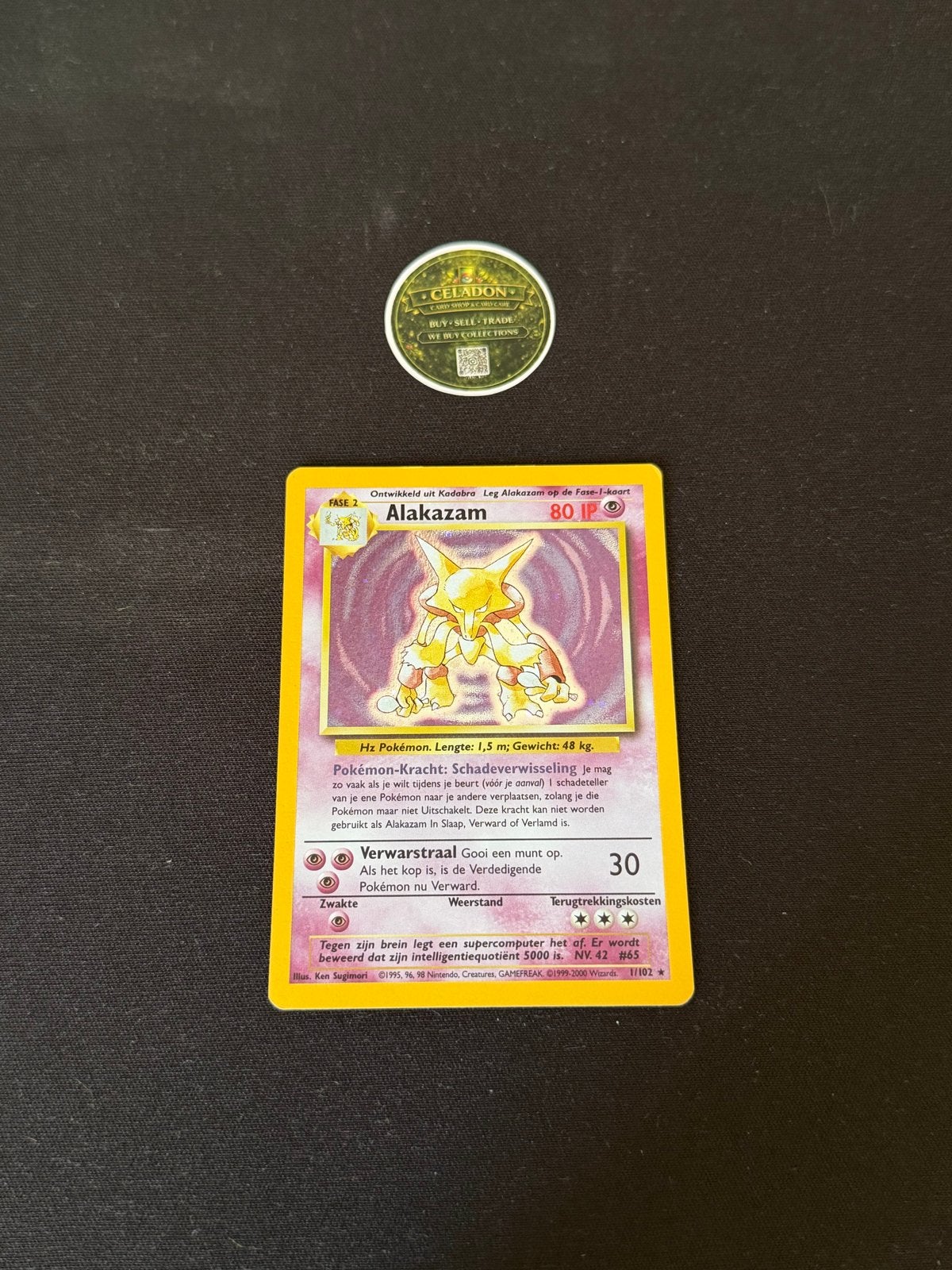 Pokémon Kaart Alakazam (Base Set) - Zeldzaam, Ophalen of Verzenden, Gebruikt, Losse kaart