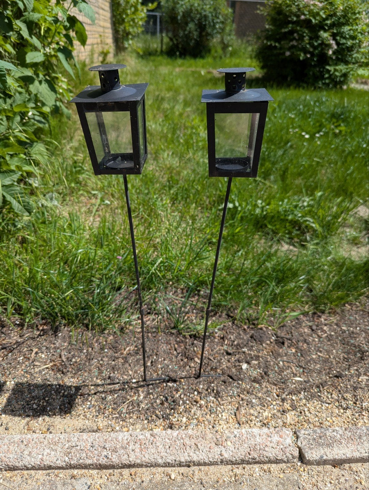 Waxinehouder voor tuin van metaal en glas - tuindecoratie, Tuin en Terras, Tuinstekers, Ophalen, Zo goed als nieuw