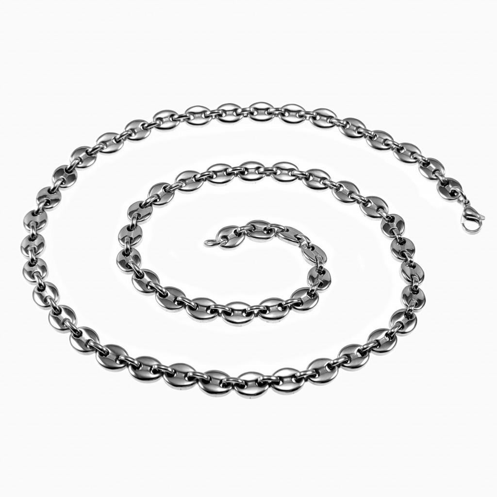 60cm x 7mm Koffieboon Ketting Unisex RVS Schakelketting, Overige materialen, Birgitta-Gracht 33, 6465 EL Kerkrade, Nederland, Verzenden