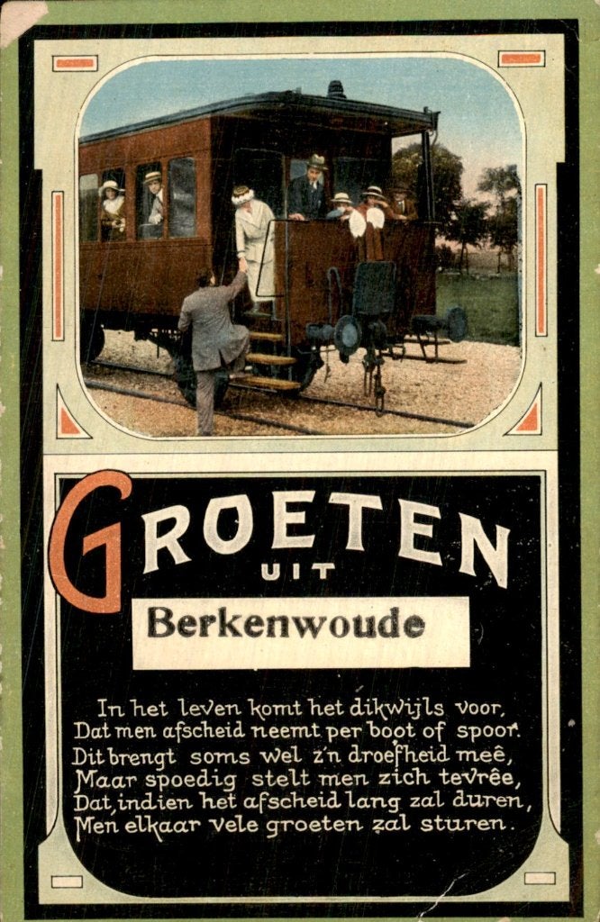 Berkenwoude - Trein - Afscheid, Verzamelen, Ophalen of Verzenden, Voor 1920, Gelopen, Zuid-Holland
