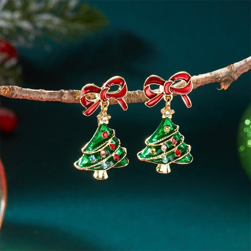 Kerstboom oorbellen strass Christmas Kerst, Overige materialen, Overige kleuren, Verzenden, Nieuw