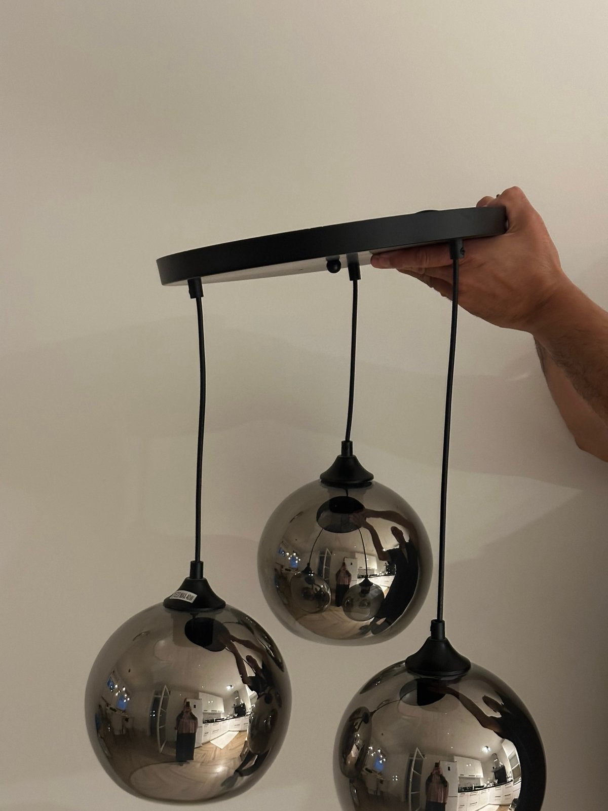 Smoke glazen hanglamp incl.werkende lampen, Ophalen, Zo goed als nieuw
