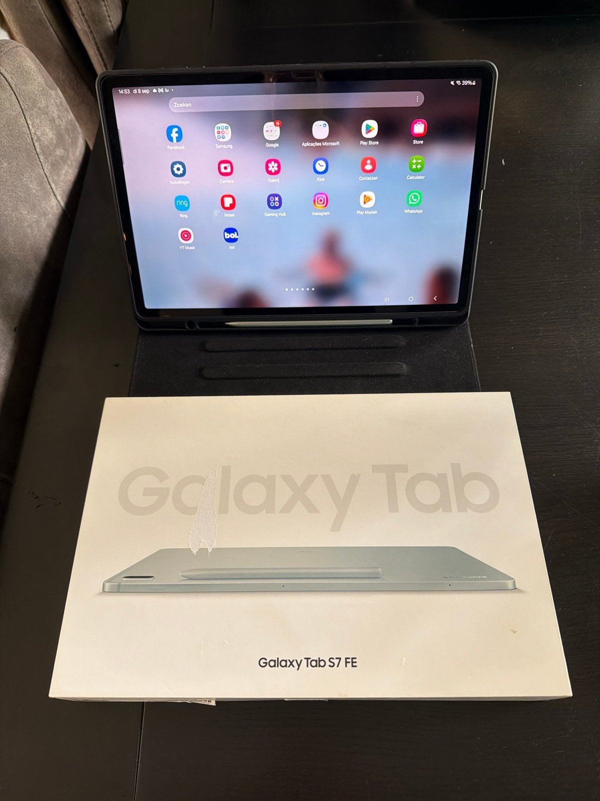 Samsung Galaxy Tab S7 FE 64GB Zwart met Hoes en Pen, 13 inch of meer, Ophalen of Verzenden, Zo goed als nieuw, 64 GB