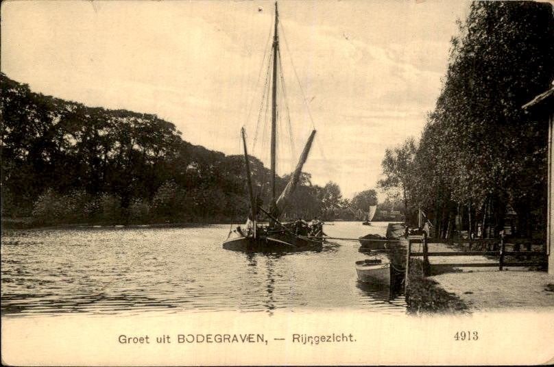 Bodegraven - Rijngezicht - 4913, Verzamelen, Ansichtkaarten | Nederland, Ophalen of Verzenden, Voor 1920, Gelopen, Zuid-Holland