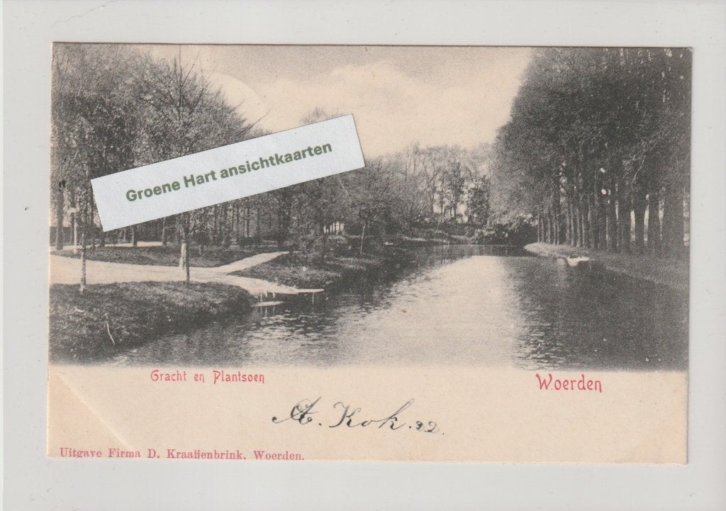Woerden - Gracht en Plantsoen 1902 * Kraaijenbrink, Ophalen of Verzenden, Voor 1920, Gelopen, Utrecht