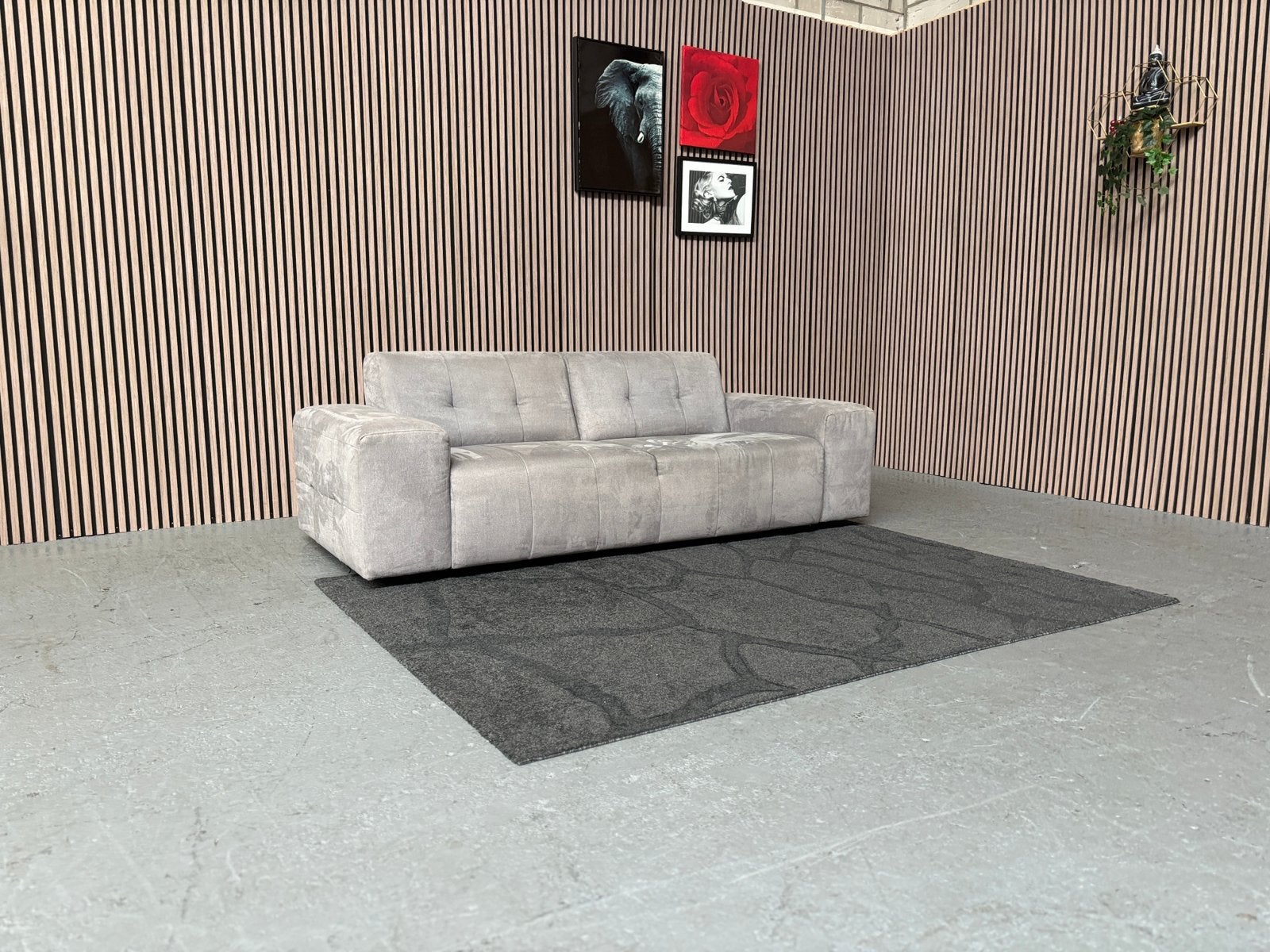 GRATIS LEVERING Montel Driezits Bank Grijs 220x95 GEREINIGD