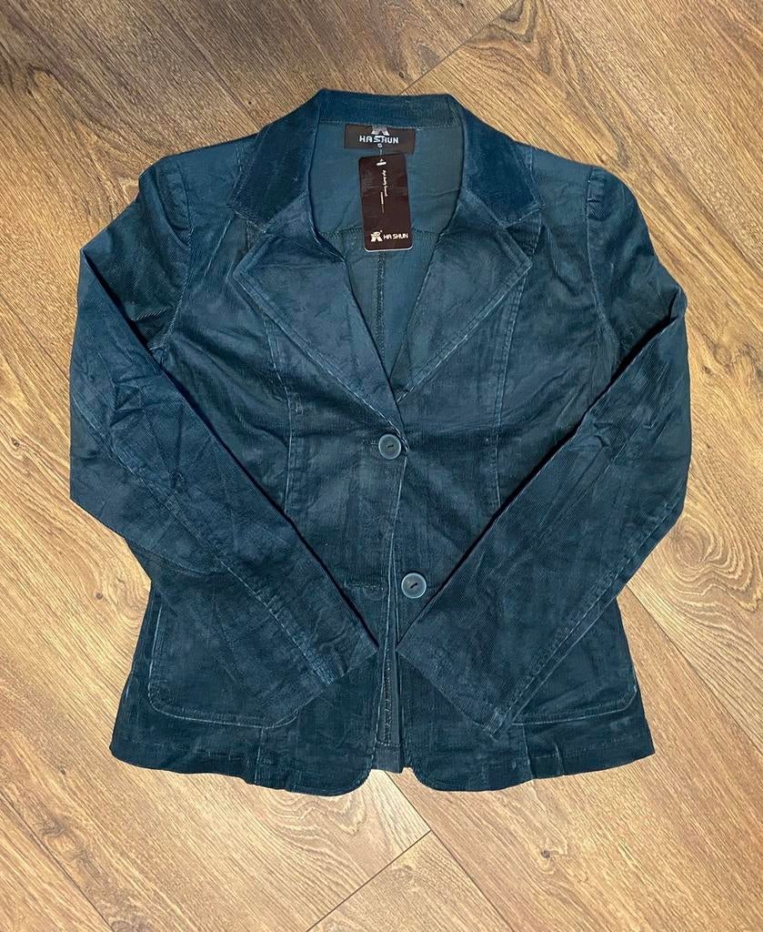Nieuwe petrol ribstof blazer met stretch - Maat 36, Kleding | Dames, Nieuw, Ophalen of Verzenden, Jasje, Maat 36 (S)