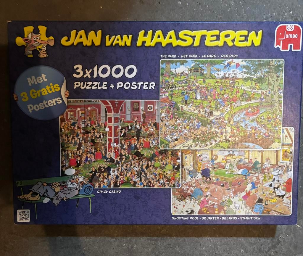Jan van Haasteren 3x1000 stukjes, Ophalen of Verzenden, 500 t/m 1500 stukjes, Zo goed als nieuw, Legpuzzel