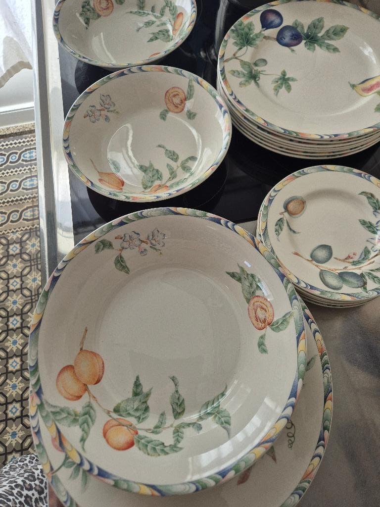 6 gebaksbordjes 18cm Barratts Naturelle, Huis en Inrichting, Keuken | Servies, Ophalen of Verzenden, Zo goed als nieuw, Bord(en)