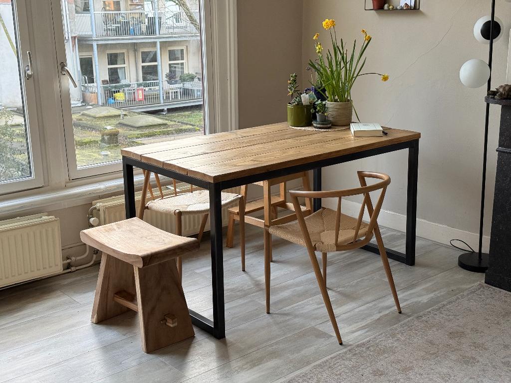 Eettafel Steigerhout - 140x80 cm, Huis en Inrichting, Tafels | Eettafels, Ophalen, Gebruikt, 100 tot 150 cm, 50 tot 100 cm