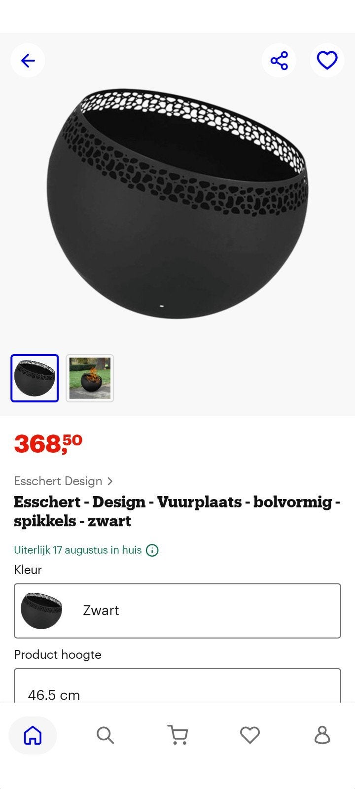 Zwarte vuurschaal Esschert Design - Zo goed als nieuw, Tuin en Terras, Ophalen