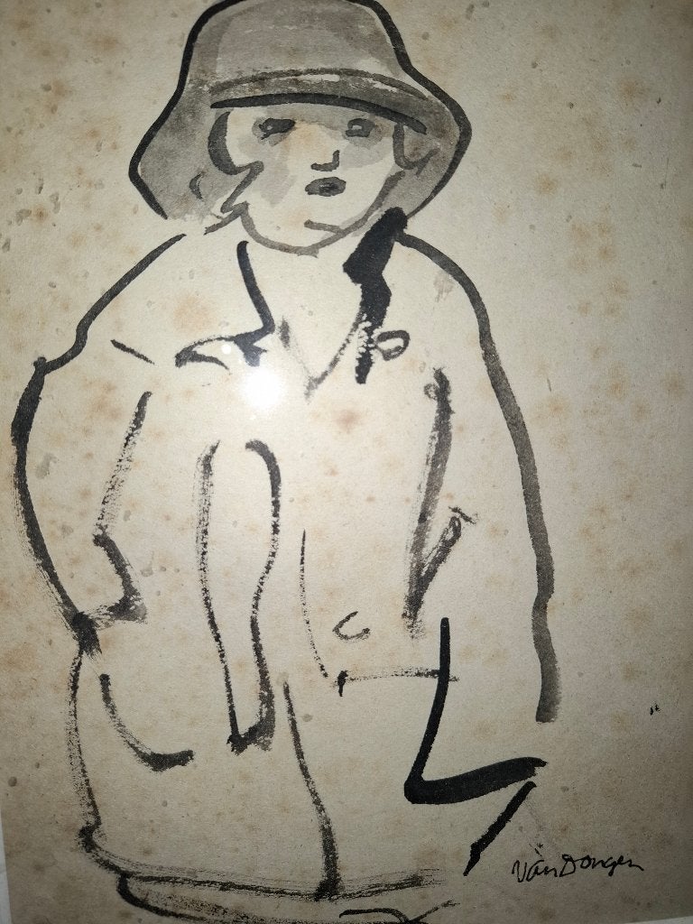 Kees van Dongen  Sepia Aquarel, Antiek en Kunst, Kunst | Schilderijen | Klassiek, Ophalen