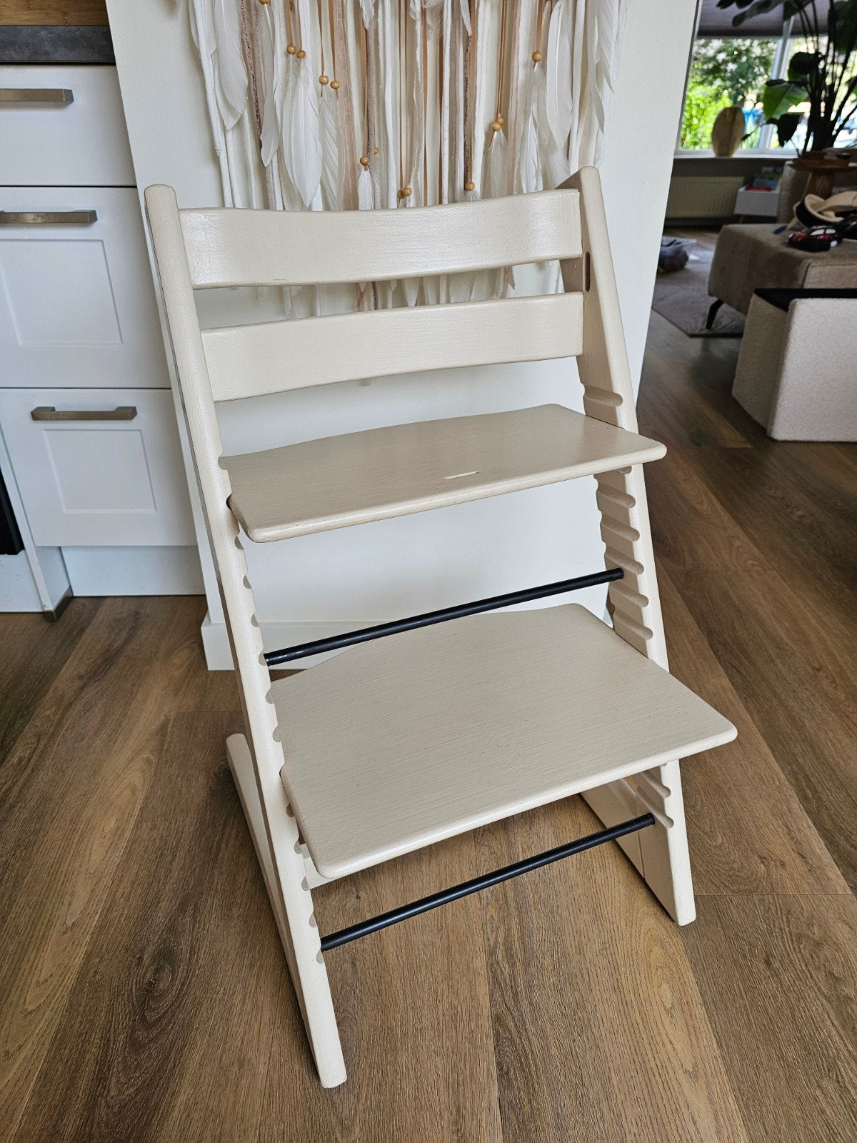 Beige tripp trapp stoel, Ophalen of Verzenden, Gebruikt, Meegroeistoel