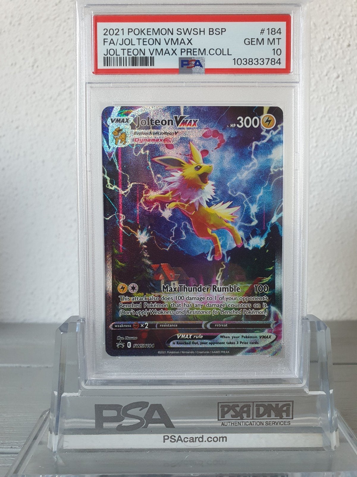 Jolteon V Max PSA 10 #184 Premium Collection 2021 Full Art V, Verzenden, Nieuw, Losse kaart