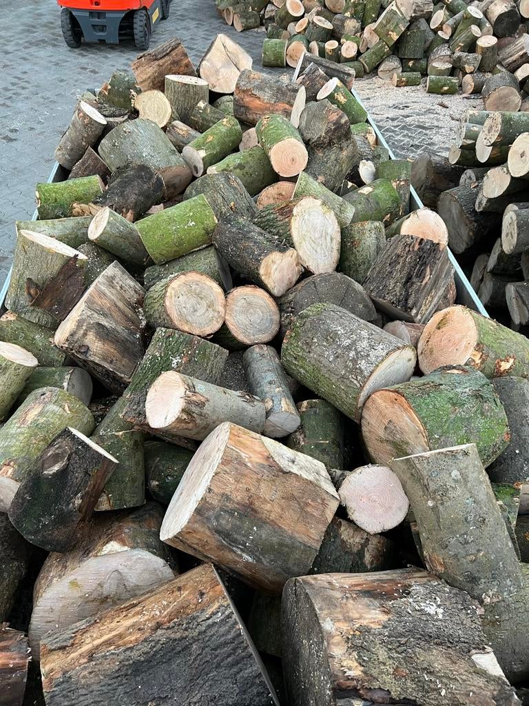 Dikke vracht 4,8 kuub eiken essen haardhout thuisbezorgd, 3 tot 6 m³, Verzenden, Eikenhout, Blokken