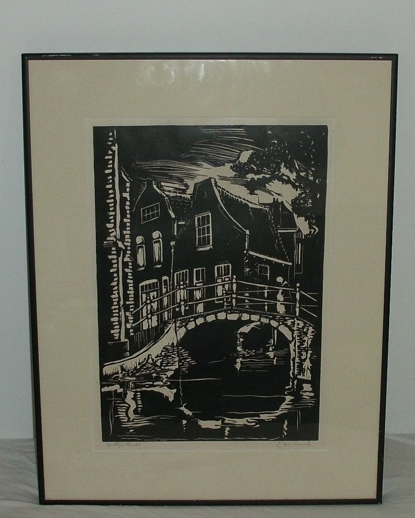 E,,H, W, Weennick ?, Antiek en Kunst, Kunst | Etsen en Gravures, Ingelijst, Stadsgezicht, Ophalen of Verzenden, Gravure