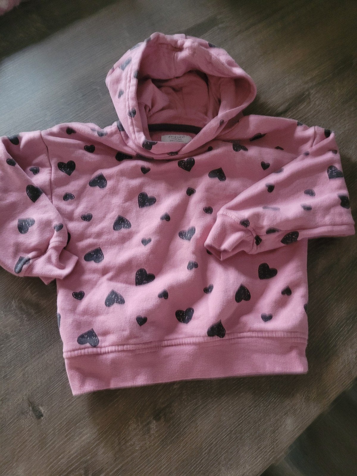 Roze meisjes trui met hartjes - Maat 110, Gebruikt, Meisje, Trui of Vest, Ophalen of Verzenden