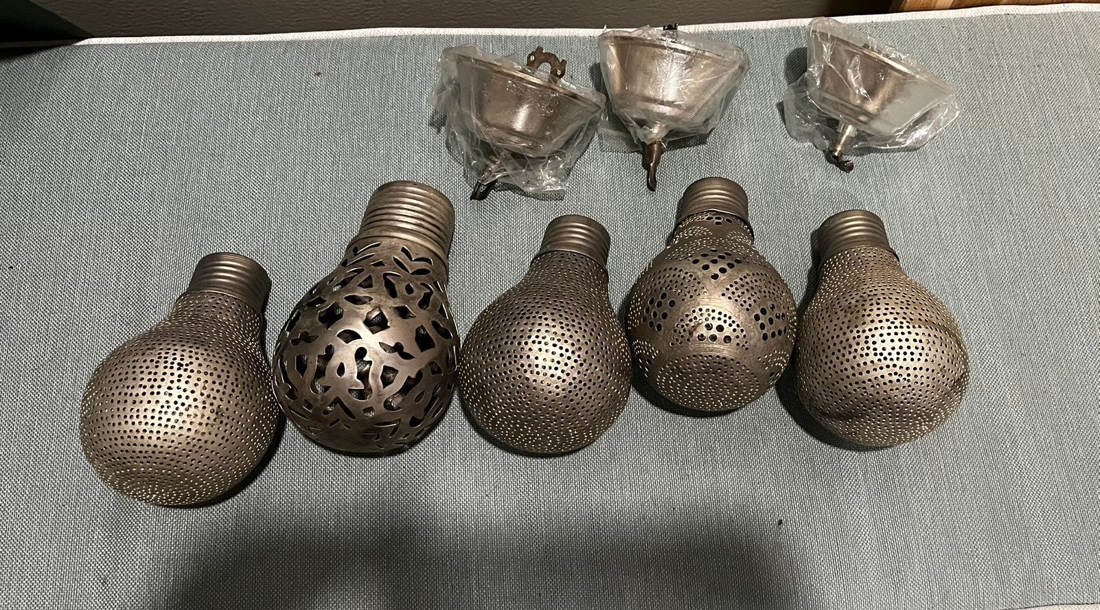 5 zenza hanglampjes orientaals, Ophalen of Verzenden, Gebruikt, Metaal, E14 (klein)