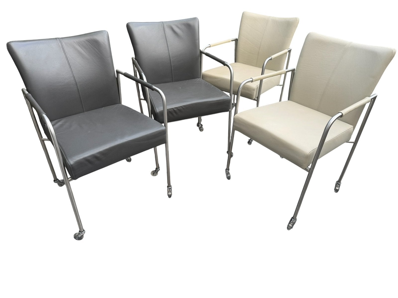 Set van 4 Goossens design eetkamerstoelen evt bank, Huis en Inrichting, Stoelen, Overige kleuren, Zo goed als nieuw, Vier, Leer