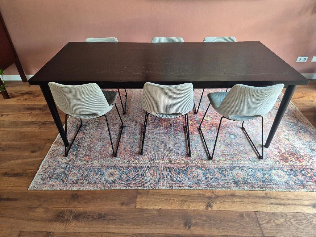Mooie zwarte eettafel, Huis en Inrichting, Tafels | Eettafels, Ophalen, Eikenhout, 200 cm of meer, 50 tot 100 cm