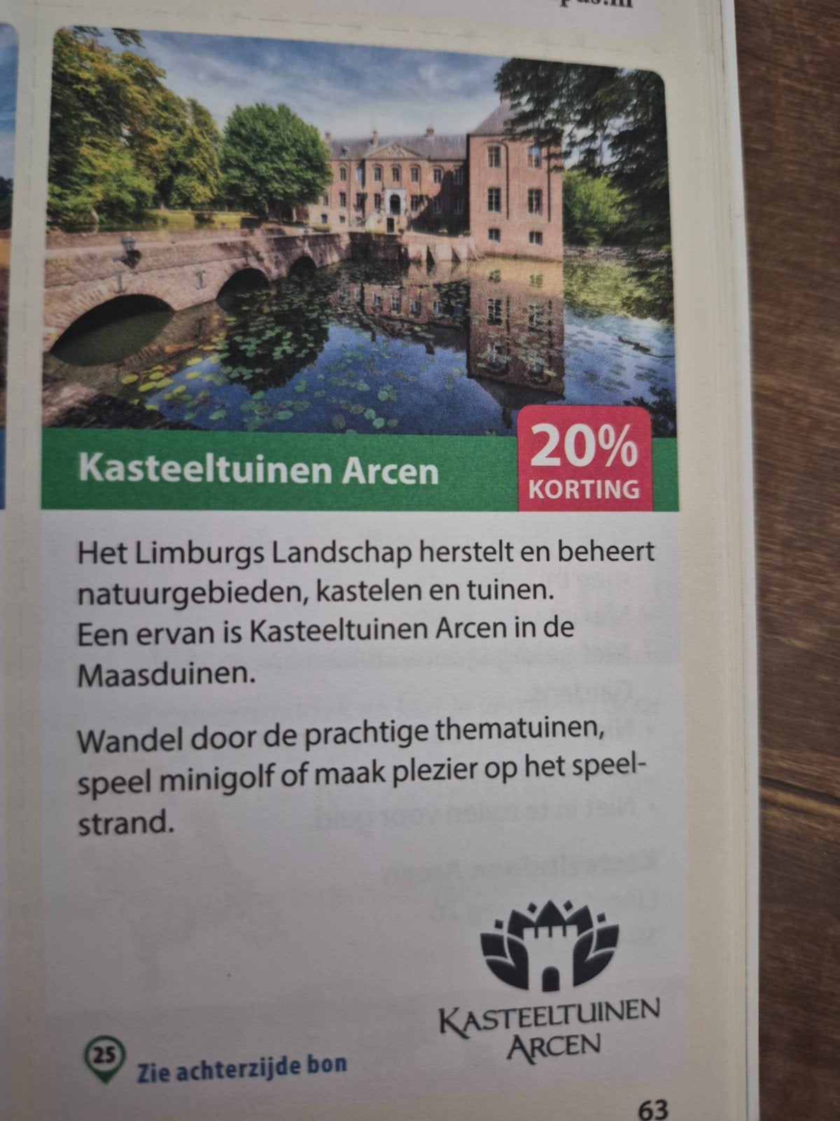 kasteeltuinen Arcen 20% korting, Tickets en Kaartjes, Eén persoon, Kortingsbon