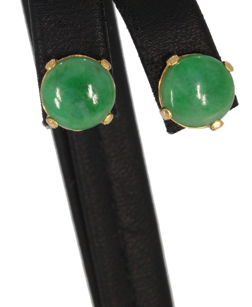 Jade 14k gouden set oorbellen edelsteen fraai kleur dames, Voordeelsieraden, Ophalen of Verzenden, Zo goed als nieuw, Met edelsteen