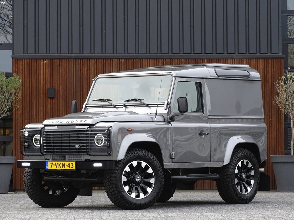 Land Rover Defender 2.4 TD4 HT 90" SE / Recaro / grijs kente, Auto's, Euro 5, Gebruikt, Zwart, Origineel Nederlands