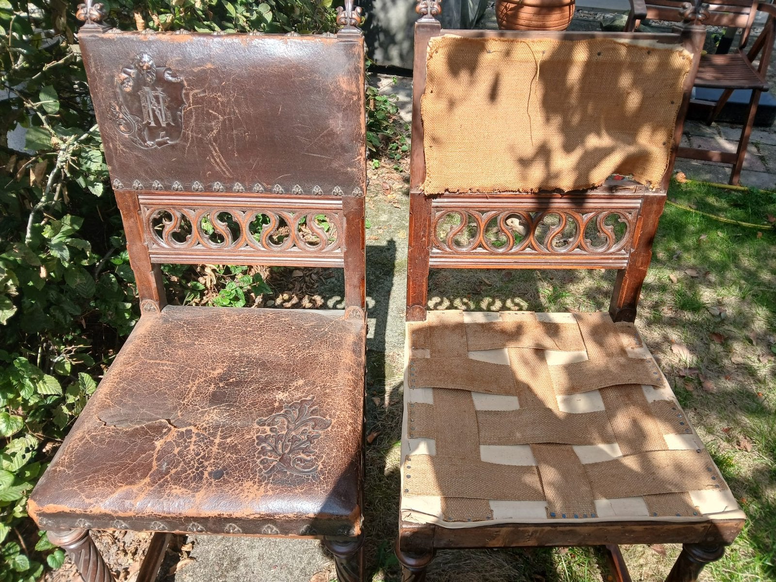 6 Antieke eetkamerstoelen Begin 20 ste eeuw, Mechelse stijl, Antiek en Kunst, Ophalen of Verzenden