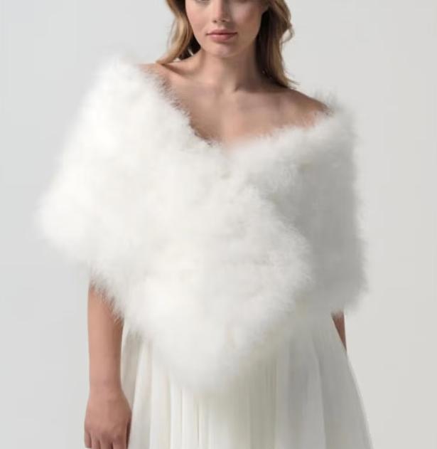 Prachtige zachte Poirier bruidsstola van Marabou veren, Ophalen of Verzenden, Zo goed als nieuw, Accessoires