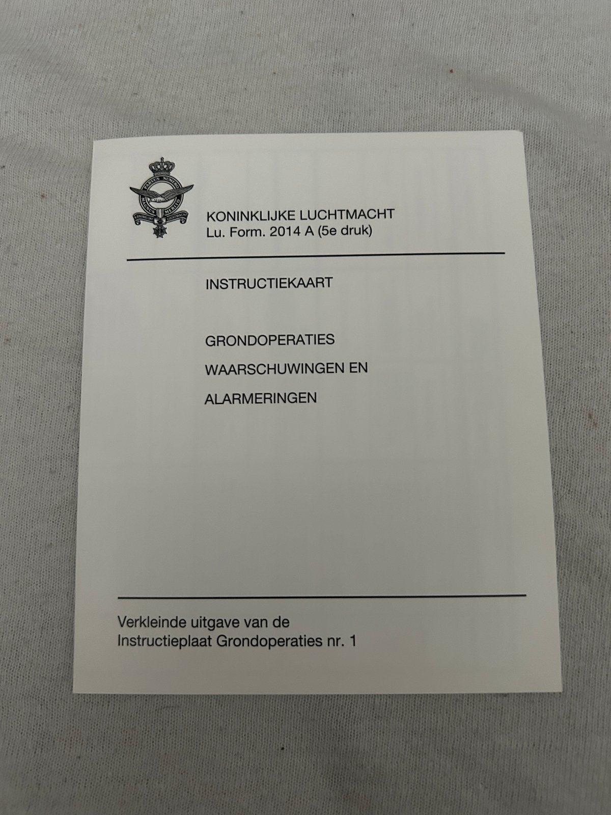 Militaire Instructiekaarten en Handboek (Koninklijke Luchtma, Ophalen of Verzenden
