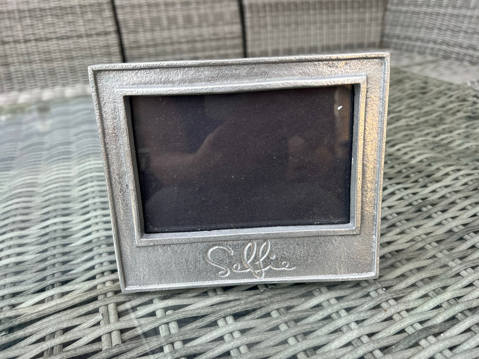 Zilverkleurige fotolijst met 'Selfie' opdruk riviera lnaison, Ophalen, Gebruikt, Zilver, Met glas