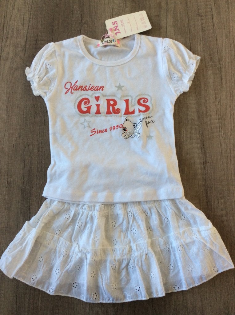 meisjes setje shirt en rokje wit maat 2 = 86/92 nieuw, Kinderen en Baby's, Babykleding | Maat 86, J.N.S., Meisje, Nieuw, Ophalen of Verzenden