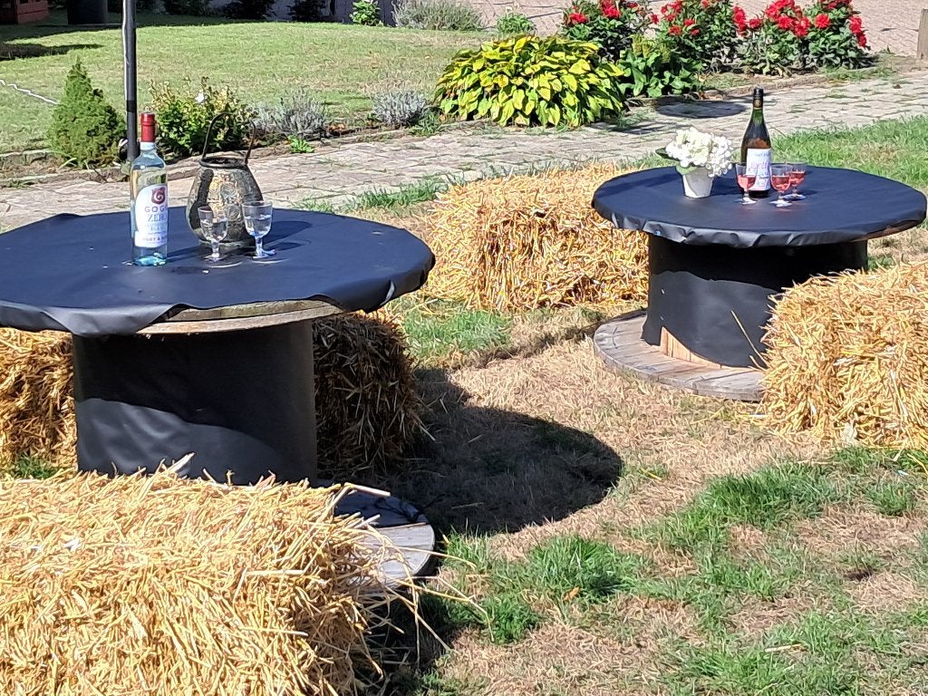 2 houten kabelhaspels, Tuin en Terras, Tuintafels, Ophalen, Gebruikt, Rond, Hout