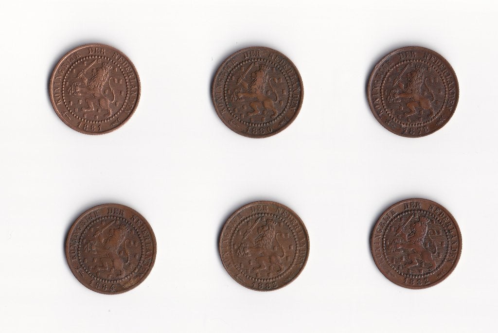 1 cent munten (1878-1884) - Complete set Willem III, Ophalen of Verzenden, Koning Willem III, 1 cent, Setje