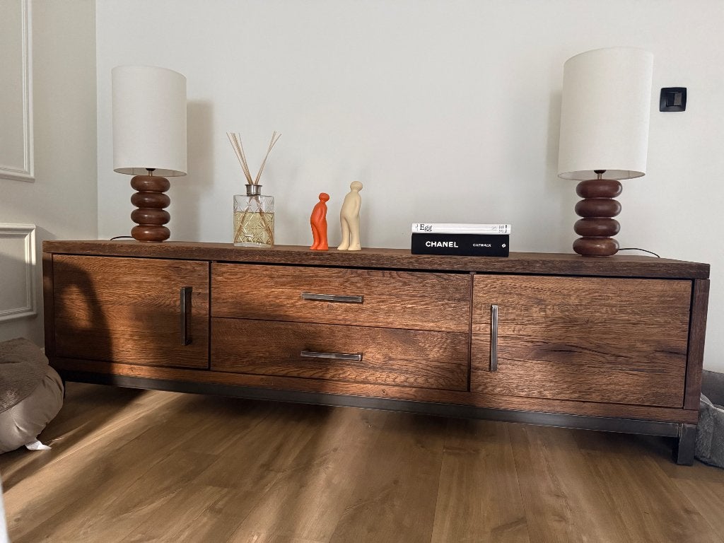 Tv meubel, Ophalen, Teakhout, Zo goed als nieuw, 200 cm of meer
