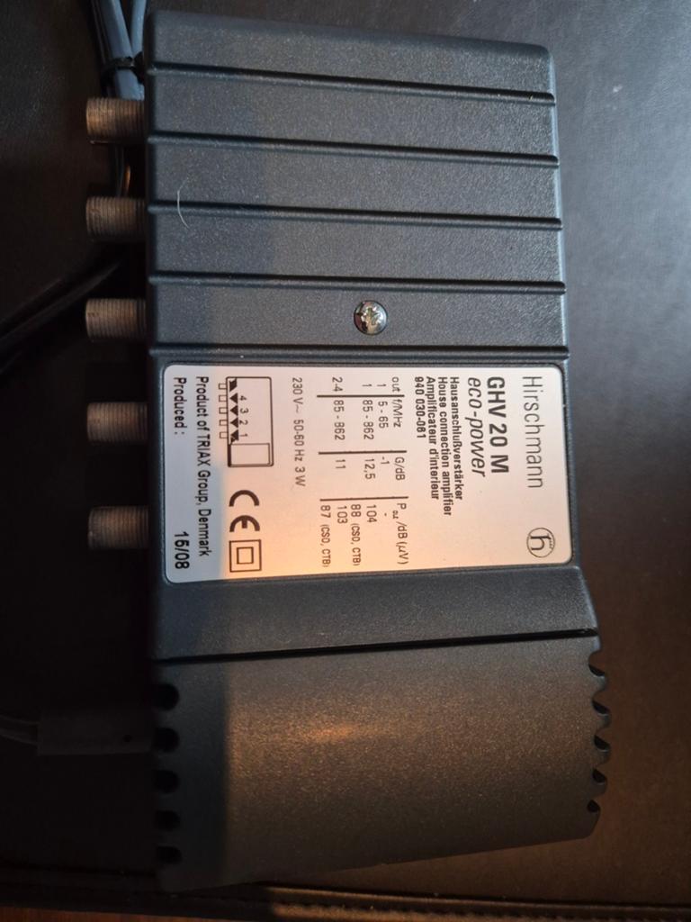 Hirschmann GHV 20 M eco-power huisversterker, Ophalen of Verzenden, Gebruikt, Minder dan 2 meter, Overige kabels