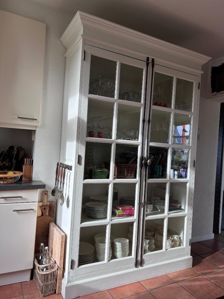 Vitrinekast in landhuisstijl, Huis en Inrichting, Ophalen, 100 tot 150 cm, Glas, Romantisch, landhuisstijl