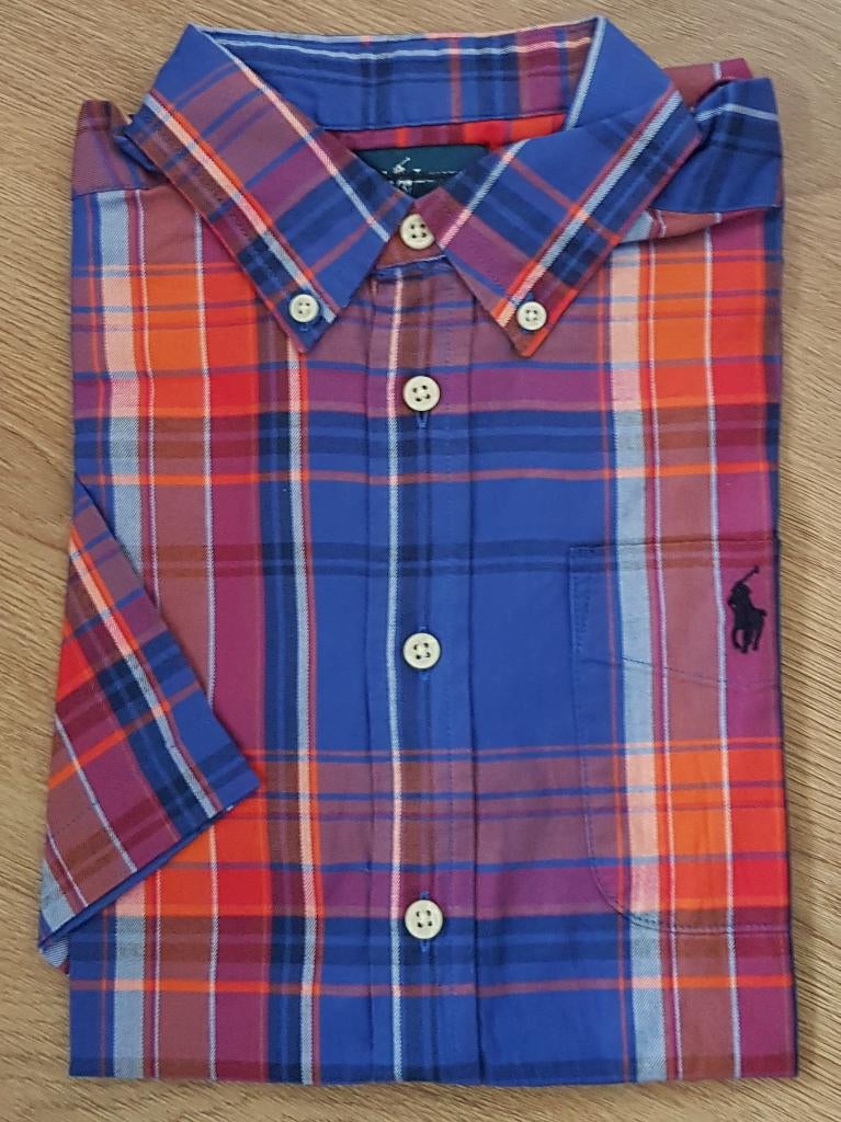 Maat 164/170 Geruit Ralph Lauren overhemd s/s NIEUW (0696) a, Overhemd of Blouse, Nieuw, Ophalen of Verzenden, Jongen