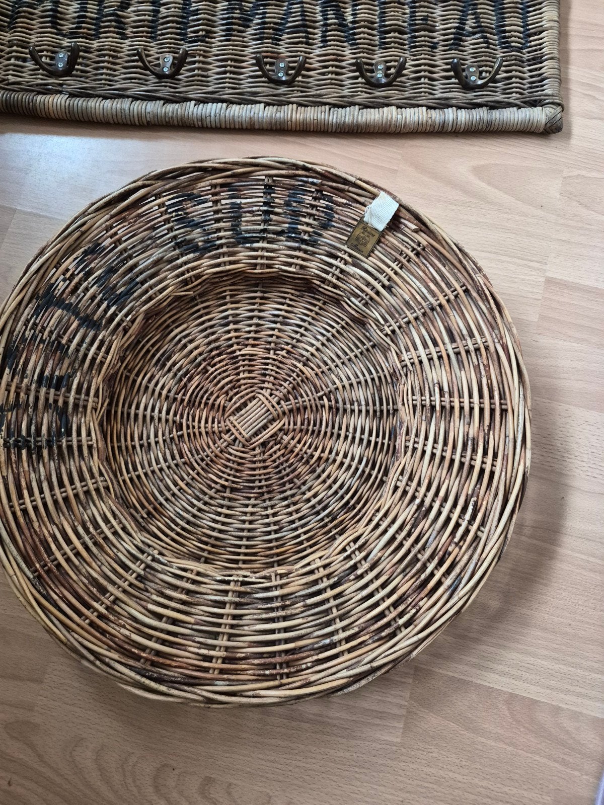 Riviera Maison rond rieten dienblad - 48 cm, Ophalen, Gebruikt, Gevlochten, Rond