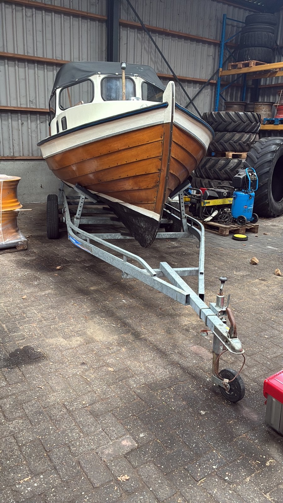 Overnaadse houten boot, Gebruikt, Binnenboordmotor, Diesel, Ophalen of Verzenden