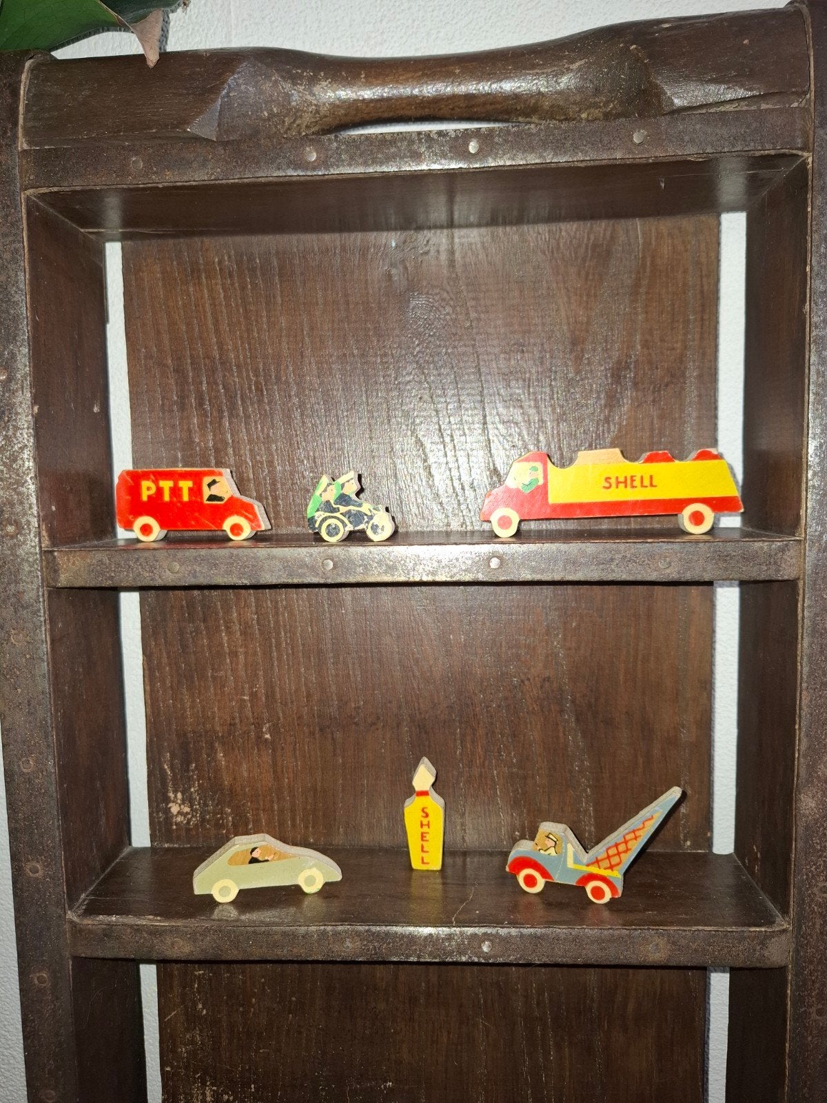 Vintage Simplex Garage Houten Puzzel met Voertuigen, Ophalen