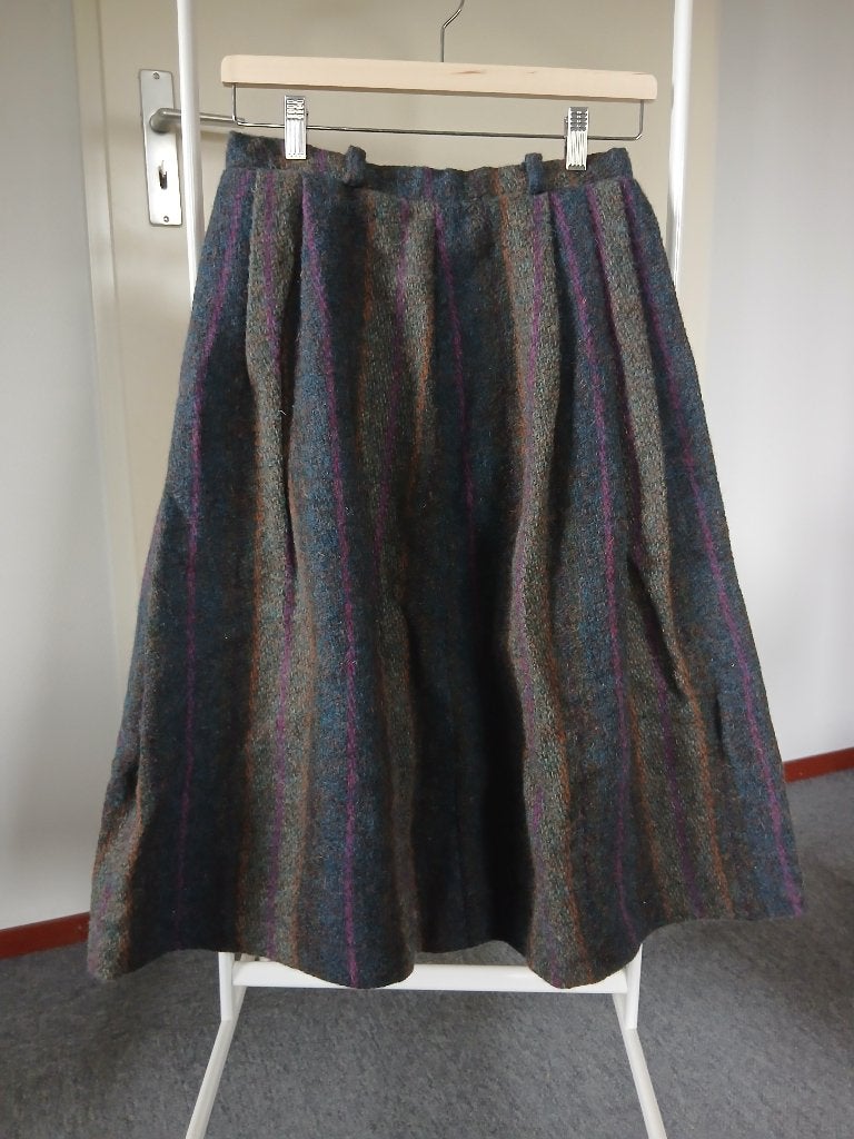 Vintage Wollen Rok, Kleding | Dames, Zo goed als nieuw, Knielengte, Maat 36 (S), Meerkleurig