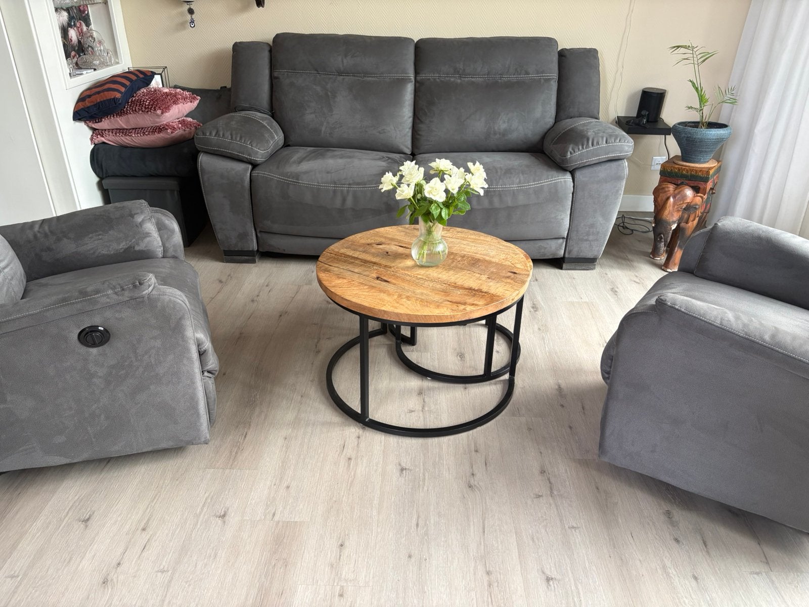 Bankstel antraciet elektrisch, Ophalen of Verzenden, Zo goed als nieuw, Metaal, Modern en relax .